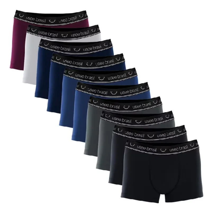 Kit Com 10 Cuecas Boxer Algodo Adulto Masculino Original Usee Brasil